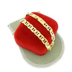 Pulseira Masculina 18Cm 8Mm Largura Folheada Ouro Pl209