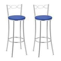 Kit 2 Banquetas Cromadas Bc51-a A103 Cromado/Azul