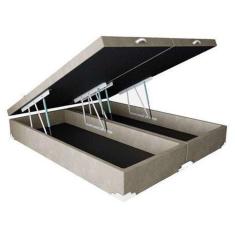 Cama Box Baú Casal Bipartido Bege  Suede- 39x138x188