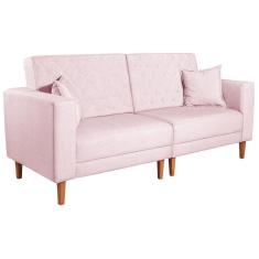 Sofá 03 Lugares Living Ponza Suede Cor Rosa Bebê