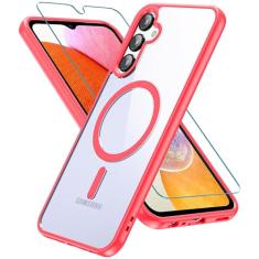 RC1WD Capa magnética para Samsung Galaxy A15, Samsung A15 5G com protetor de tela, [proteção contra quedas de grau militar] Capa protetora traseira transparente à prova de choque para Samsung A15