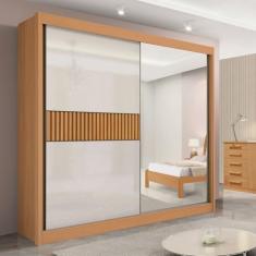 Guarda-roupa Casal 2 Portas 6 Gavetas 100% Mdf Coliseu Ripado Cinamomo/off White