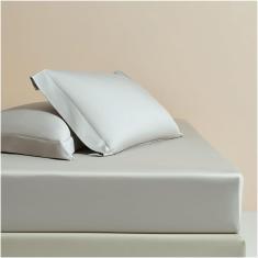 Lençol de elástico 100% algodão de fibra longa pequeno duplo Queen Super king lençol de 1000 fios com elástico de 12" de bolso profundo tecido de cetim macio e sedoso para hotel doméstico, c