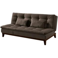 Sofá-cama Casal 3 Lugares Reclinável Suede Linoforte Jade BPM A2, Café