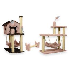 Casa Para Gatos Com Dois Andares Rede Plataforma 3 Andares Com Brinque