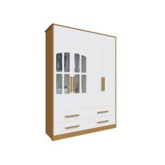 Guarda Roupas Bebe Moveis Peroba Charlo elo 04 portas MDF, Branco Amên