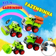 Kit 4 Carrinhos Brinquedo Monta Desmonta Com Chavinha Fenda Construtor