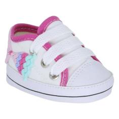 Tênis Sapatinho De Bebe RN Menina com Emborrachado - Nenê Baby, 13/14,