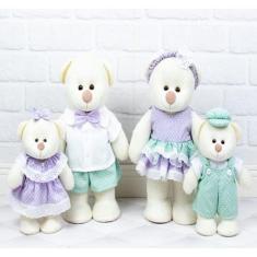 Urso familia chá revelação pelucia palha com 4 pçs  - CKD CONFECCOES, 