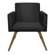 Poltrona Decorativa Nina s/r Tecido Suede Cor: Preto - JBF Poltronas
