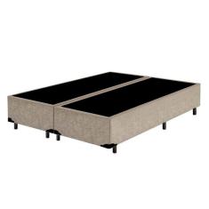 Cama Box Queen Bipartido King Design Suede Bege 158x198x40