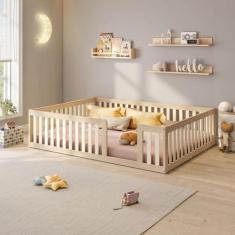 Cama Montessoriana Casal com Grade Giulia Casatema MadeiraOriginals