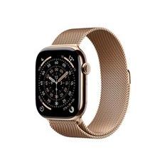 Apple Watch Series 11 GPS + Cellular, Caixa dourada de Titânio de 46 mm, Pulseira dourada estilo milanês, Tamanho M/G - MFD84AM/A