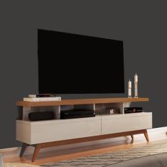 Rack para TV até 60 Polegadas MDF 160cm Pés em Madeira Maciça Vivare -
