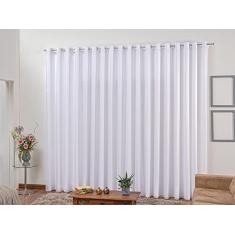 Cortina De Varão Voil Branco 4,00x2,50 Forro Microfibra