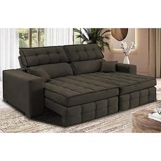 Sofá Retrátil e Reclinável 2,00m Molas Ensacadas e Costura Tripla Cama Inbox Nobre Suede Café
