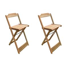 Kit 2 Banquetas Bistrô Dobravél Para Restaurante - Sem Pintura / Crua