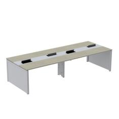 Mesa de Plataforma Dupla para 4 Pessoas Corporativa 160x140/4p Nogueira Casblanca/Cinza