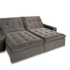 Sofá Retrátil e Reclinável 3 Lugares Petra Espresso Móveis Cinza/ Cinza