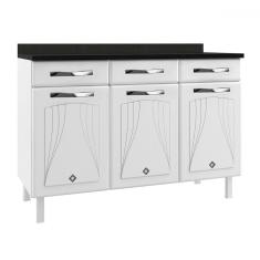 Balcão de Cozinha em Aço Star New 3 Portas 3 Gavetas Branco - Telasul