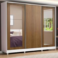Guarda-roupa Casal Eros 3 Portas de Correr com Espelhos com Pés Madesa