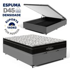 Cama Box Baú com Colchão de Espuma D45 Ortobom Airtech Ortopillow 150 Casal 138cm