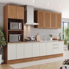 Cozinha Completa 6 Peças com Torre Quente Yasmin Espresso Móveis Marrom/Areia