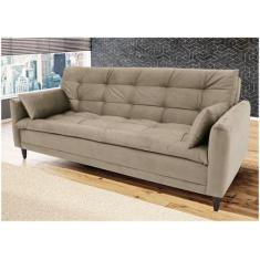 Sofá-cama Casal 3 Lugares Reclinável Suede Linoforte Estela, Bege, 3