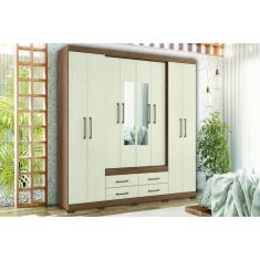 Guarda Roupa Casal 8 Portas E 4 Gavetas C- Espelho E Pés Jatoba-areia