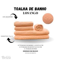 Jogo De Toalha De Banho e Rosto 5 Peças Gigante Briza - Losango Salmão