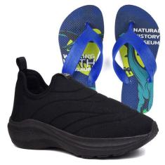 Tenis Infantil Meninos Calce Facil Leve Tipo Meia + Chinelo - CALCADOS