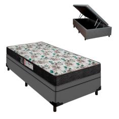Cama Box com Baú Solteiro e Colchão Veneza D33 24cm Cinza - Portobel