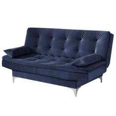 Sofá Cama Agatha Casal 3 Lugares com Encosto Reclinável Cor Azul