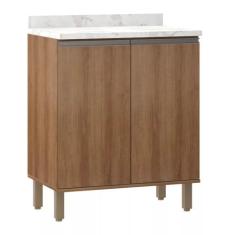 Balcão de Cozinha com Tampo 70cm 2 Portas Diana Luciane Móveis, Avelã