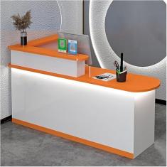 Mesa de recepção de recepção, balcão de recepção com luzes, mesa de balcão frontal com armário, balcão de varejo moderno com gavetas, para escritório de checkout, salão de beleza/saguão/spa
