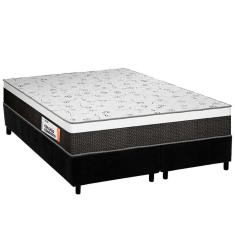 Cama Box Queen: Colchão Ortopédico Plumatex D28 Anatômico Falcon Ultra Firme + Base Crc Suede Black (158x198)