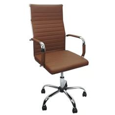 Cadeira de Escritório Esteirinha Base Cromada com Rodinha Fortt Turin Marrom - CEF04-M