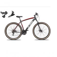 Bicicleta Aro 29 Ksw Xlt Alumínio 24v Câmbios Shimano Garfo Suspensão Pneu Faixa Bege - Preto/vermelho/branco Tam.19