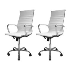 Kit 2 Cadeiras De Escritório Presidente Stripes Caramelo - Cadeiras IN