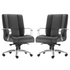 Kit 02 Cadeiras Escritório New Onix F02 Preto