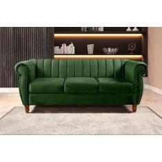 Sofá Chesterfield Realeza 3 Lugares Decoração Retrô Verde - BELLA DECO