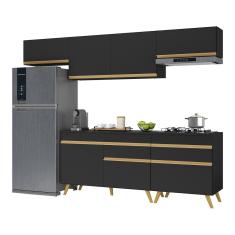 Cozinha Completa Multimóveis Veneza GB FG3708 com Armário e Balcão Preta