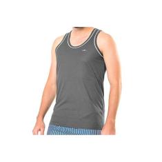 Camiseta regata masculina leve e confortável 100% poliéster (EG2, Cinza)