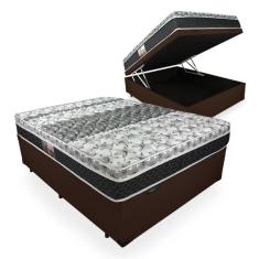 Cama Box Com Baú Casal + Colchão De Molas - Castor - Class Tecnopedic One Face 138x188x67cm