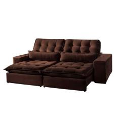 Sofá 2 Lugares Retrátil e Reclinável Bruna 2.10m Veludo Móveis Mix