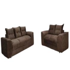 Jogo de Sofá de 2 e 3 lugares Porto Marrom Suede