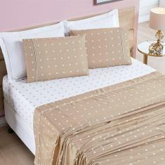 Jogo de Lençol Solteiro Petit Poa 200 Fios 3 Peças