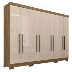 Guarda Roupa Casal 8 Portas 2 Gavetas Natasha Boreal/off Premium - Móveis Arapongas