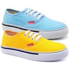 Kit 2 Pares Tênis Casual Feminino Liso Cadarço Conforto Leve-Feminino