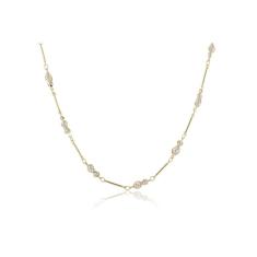 Colar Choker Com Mini Pérolas Na Corrente Folheado Em Ouro 18k [F027]